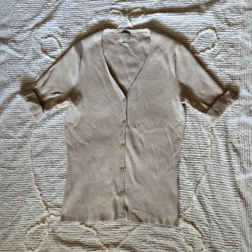 A New Day Short Sleeve Sweater With Mother Of Pearl Buttons